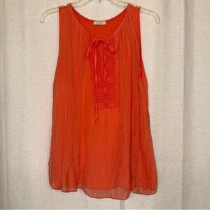 Keysha silk coral Sleeveless Blouse made in Italy spring time pop of color vacay